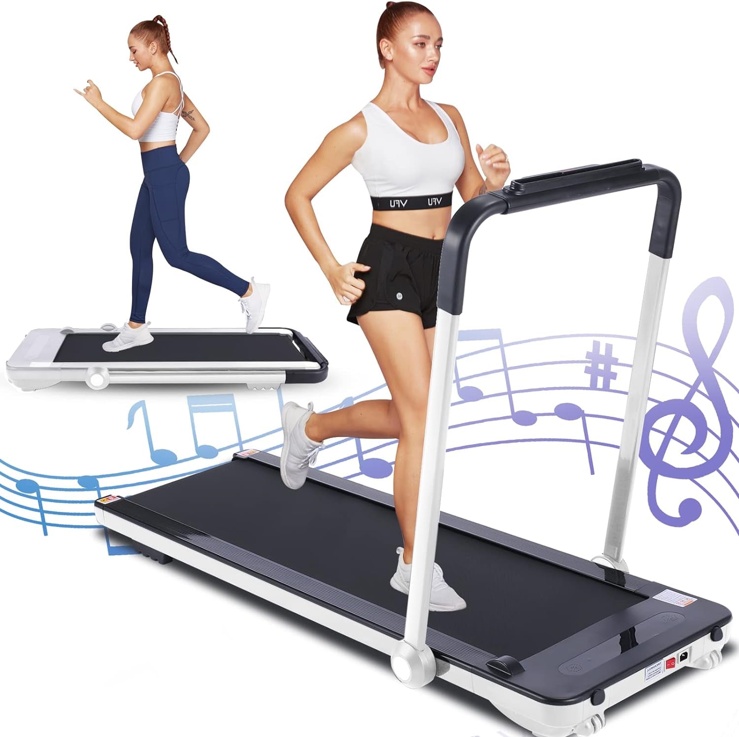 Desk Treadmill, Portable 2 in 1 Folding Treadmill for Walking Running, Electric under Desk Treadmill Machine for Home & Small Spaces & Office