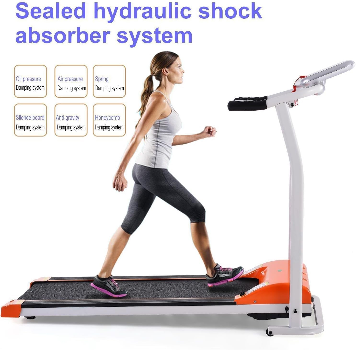 Treadmill with Incline, Folding Treadmills for Home with 5” LCD Display, Pulse Monitor, 12 Preset Program, Lubrication Hole, Foldable Walking Pad Electric Jogging Running Machine, Easy Assembly