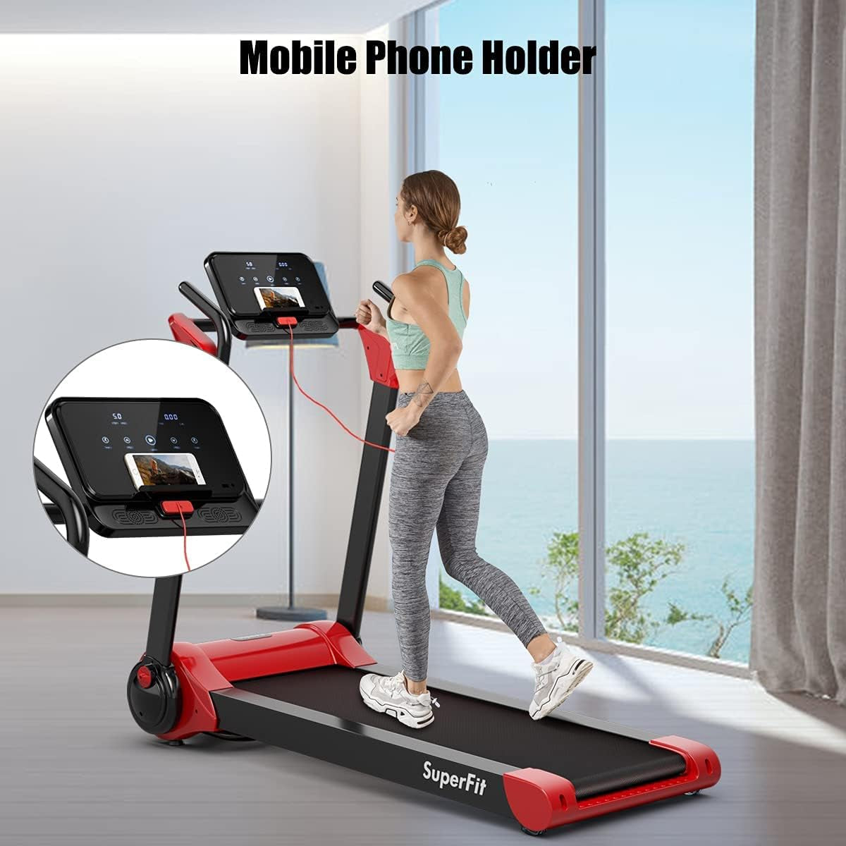 Motorized Treadmills 2.25 HP Electric Running Machine Folding Exercise Incline Fitness Indoor with LCD Monitor for Home & Office & Gym