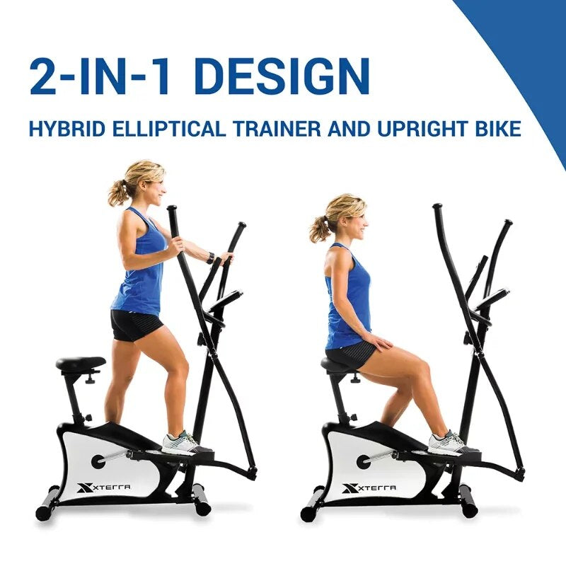 XTERRA Fitness EU100 2-In-1 Hybrid Elliptical Trainer Upright Bike Exercise Machine Bicicleta Eliptica Fitness