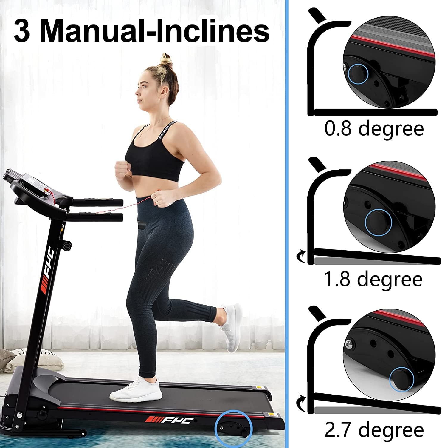 Folding Treadmills for Home with Bluetooth and Incline, 2.5HP Portable Running Machine Electric Compact Treadmills Foldable for Exercise Home Gym Fitness Walking Jogging