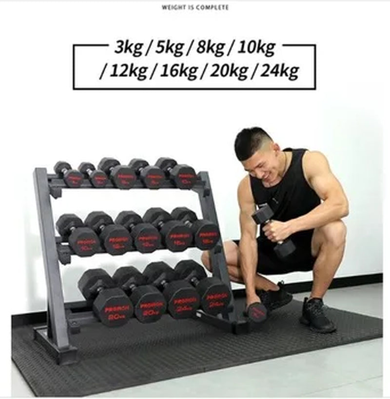 2022 Gym Power Training Equipment Rubber Coated Steel Weights Hexagon Hex Dumbbells Sets