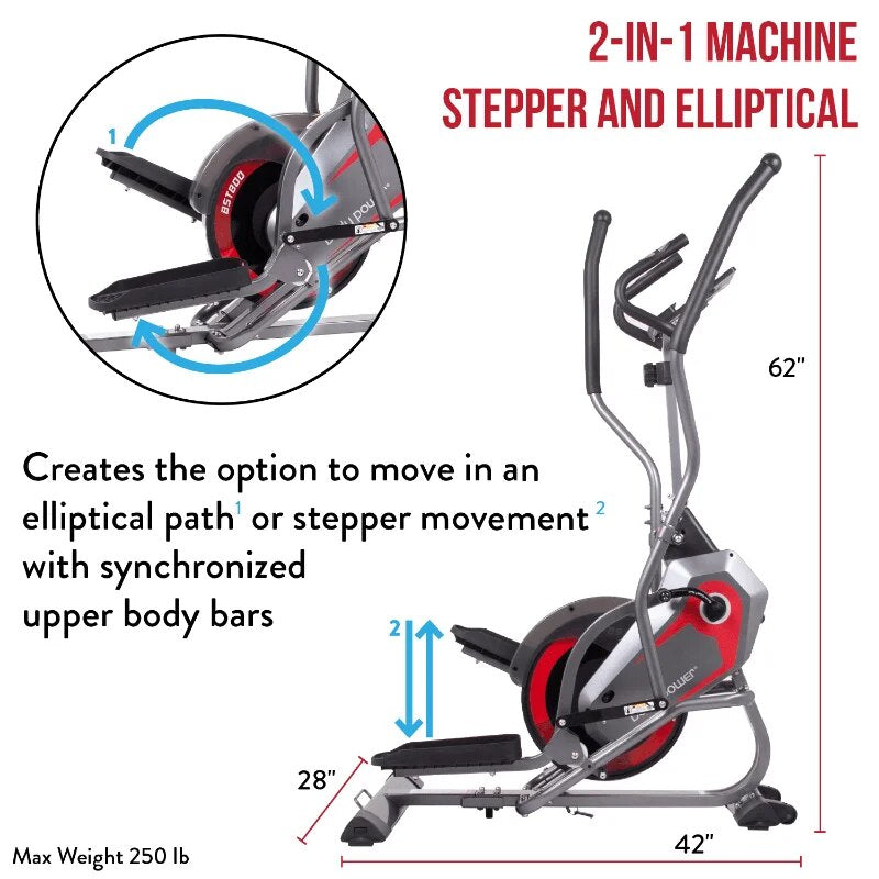 Body Power Full Body Elliptical Steptrac Workout Machine